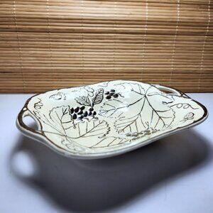 Wedgwood Etruria England Candy Dish Bowl Plate Hand Painted Gold Lustre